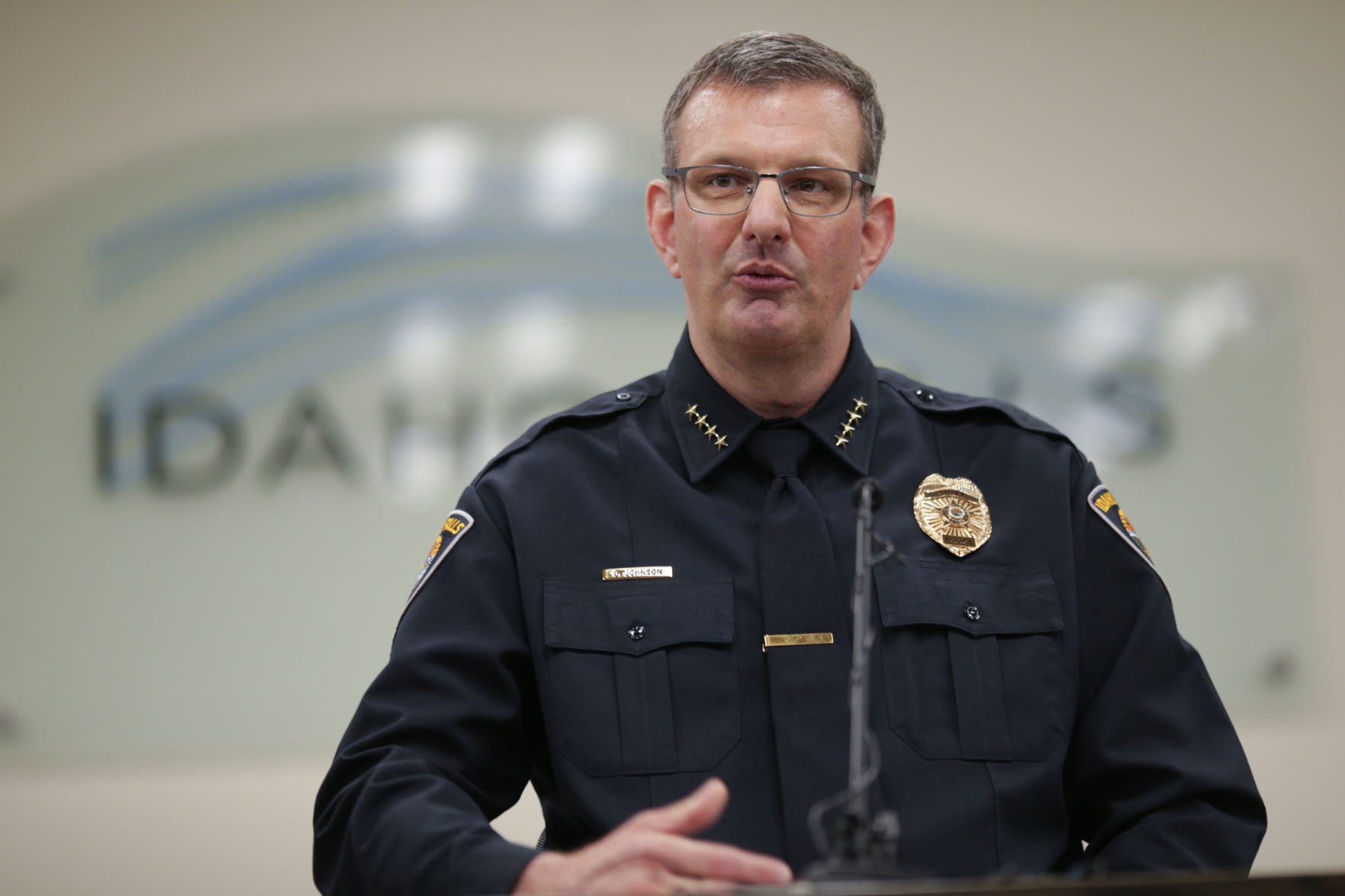 IFPD Chief Johnson at press conference
